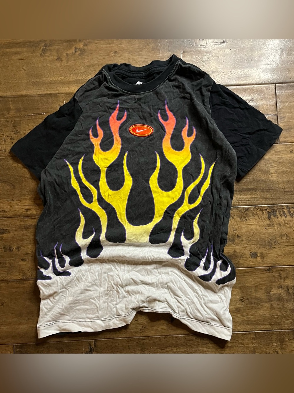 Vintage Y2K Black Nike Shirt With Flames
